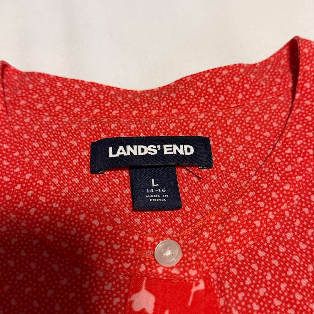 Women’s Lands' End Red Patterned Blouse - Picture 2 of 5